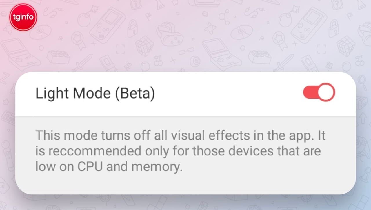 약한 스마트폰을 위한 라이트 모드가 텔레그램에 등장했습니다.