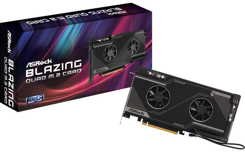 ASRock hat die Erweiterungskarte Blazing Quad M.2 Card für vier PCIe 5.0 NVMe-Laufwerke vorgestellt