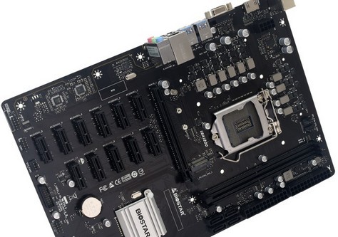 Scheda di mining Biostar TB560-BTC Pro dotata di 12 slot PCIe