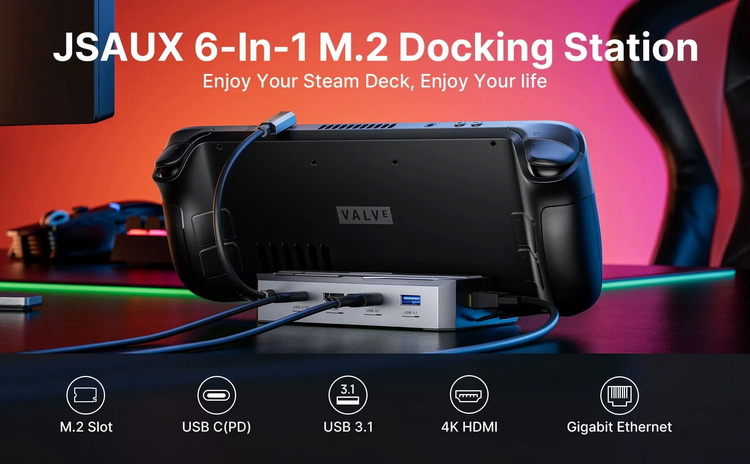 Steam Deck lance une station d'accueil SSD NVMe avec une charge de 100 W et HDMI 2.0