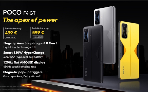 Poco F4 GT Smartphone mit 120-W-Aufladung, Snapdragon 8 Gen 1-Chip und ab 600 € erhältlich