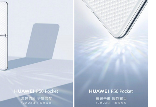 Huawei hat das kommende P50 Pocket Clamshell-Smartphone mit flexiblem Bildschirm teilweise vorgestellt