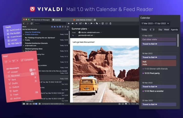 Die neue Version des Vivaldi-Browsers verfügt über einen integrierten E-Mail-Client und Kalender