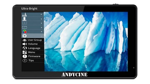 Monitor na câmera Andycine C5 3000 nit revelado