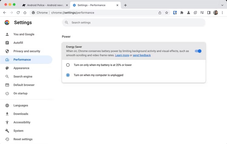 Google은 Chrome 브라우저의 RAM 및 에너지 소비를 줄입니다.