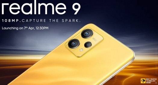 Smartphone Realme 9 com câmera de 108 megapixels e tela Super AMOLED será apresentado em 7 de abril
