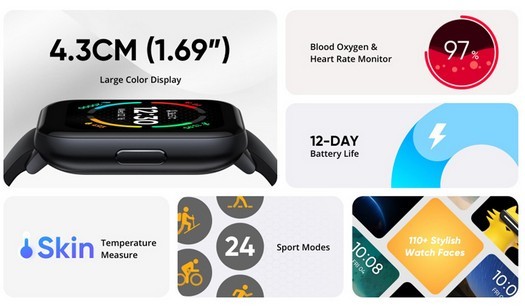 Realme a présenté la montre intelligente TechLife Watch S100 avec surveillance de la température corporelle