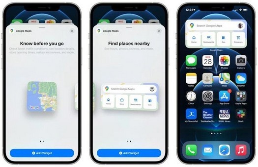 Google Maps pour iOS prend en charge les widgets