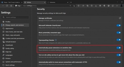 O Edge permitirá que você pause instantaneamente todas as extensões do navegador