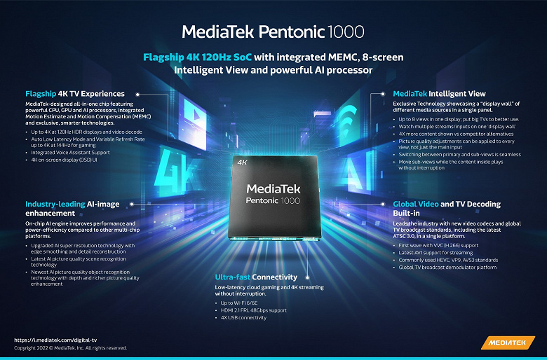 MediaTek, 4K TV용 Pentonic 1000 프로세서 공개