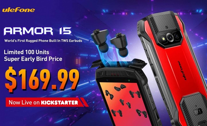 Ulefone está se preparando para lançar um smartphone à prova de choque Armor 15 com fones de ouvido dentro do estojo