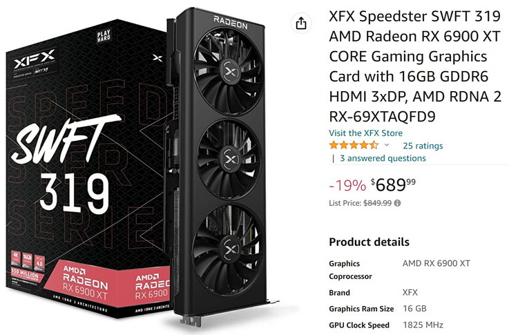 La Radeon RX 6900 XT è già disponibile negli Stati Uniti per meno di $ 700 e in Europa per meno di € 740
