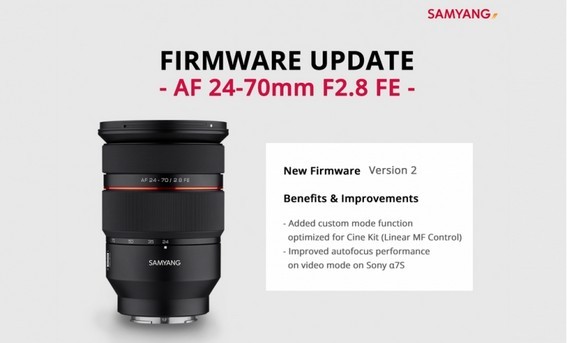 Samyang hat die Firmware für das AF 24-70mm F2.8 FE Version 2 veröffentlicht