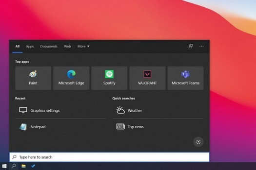 La recherche Windows 10 prend en charge le mode sombre