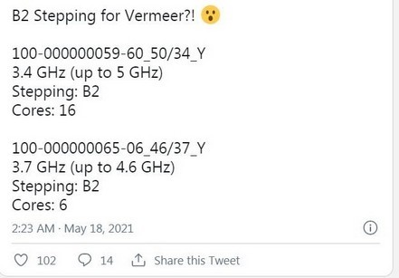 Parece que a AMD está preparando um processador de passo Ryzen 5000 (Vermeer) B2 capaz de operar em até 5,0 GHz