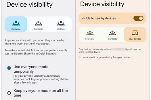 AndroidのNearbyShareを使用すると、事前の承認なしにファイルを他のデバイスに転送できます