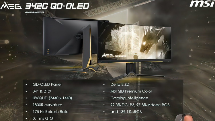 MSI ha annunciato il monitor gaming curvo MEG 342C QD-OLED.
