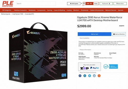Gigabyte Aorus Z690 Xtreme WaterForce-Mainboard mit LSS-Wasserblock zum Preis von fast 2200 US-Dollar