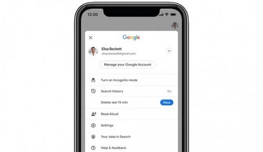 O Google adicionou a capacidade de excluir urgentemente os últimos 15 minutos do histórico de pesquisa