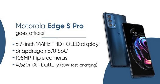 Motorola presenta lo smartphone Edge S Pro da 370 dollari con chip Snapdragon 870 e fotocamera da 108 MP